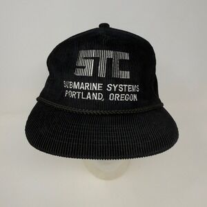 Vintage STC Submarine Systems Portland Oregon Black Corduroy Rope Snapback Hat